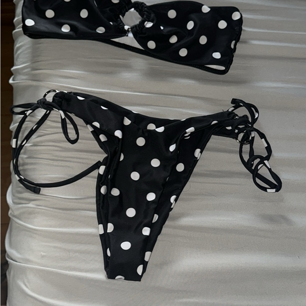 Black and White Polka Dot Bikini Set